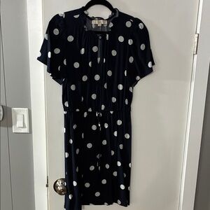LOFT Navy and White Polka Dot Mini Dress